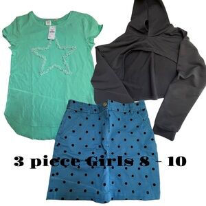 GAP Mint Green Ruffle Star Short Sleeve Tee-Brooks Brothers Skirt & half Hoodie